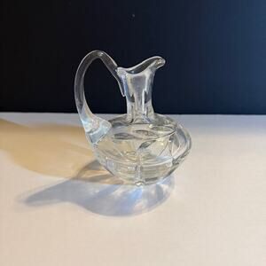 Antique Cut Crystal Oil Decanter 5" with handle, no stopper